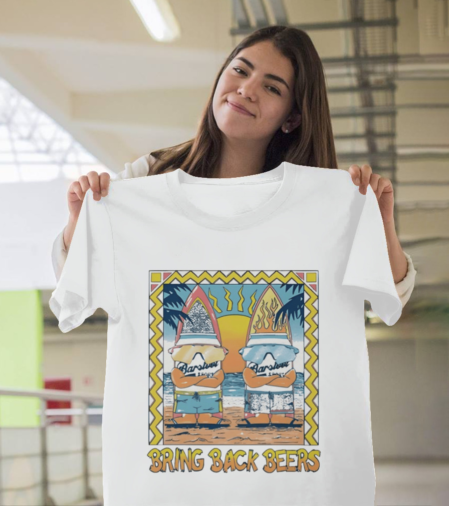 Barstool Surfer Gnomes Bring Back Beers Beach Scene T-Shirt