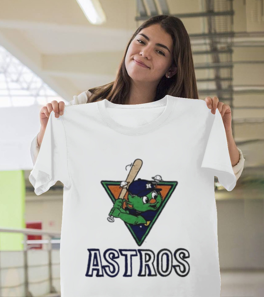 Astros Orbit Baseball Character Triangular Backdrop Homage T-Shirt