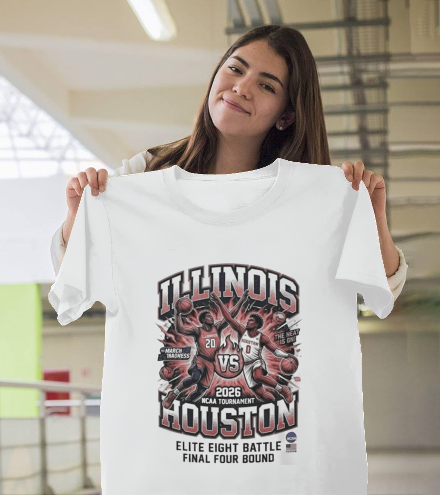 Illinois Houston NCAA Tournament 2026 Elite Eight Battle Final Four Round T-Shirt