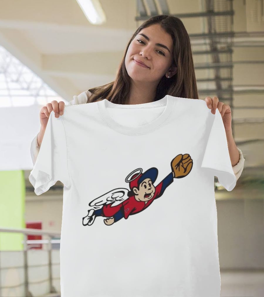 Los Angeles Angels Little Halo Boy Flying Baseball Player With Wings And Glove T-Shirt