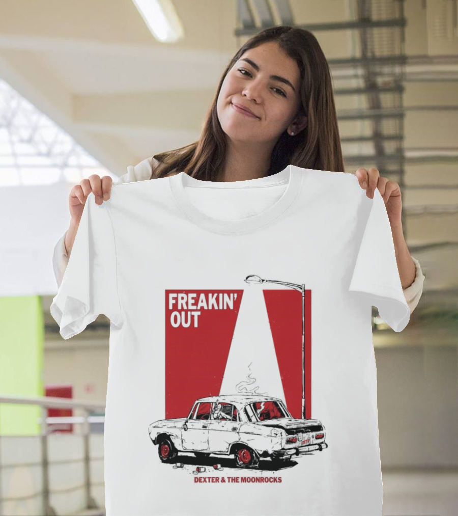 Dexter And The Moonrocks Freakin' Out Tour Car Under Red Light With Smoke T-Shirt
