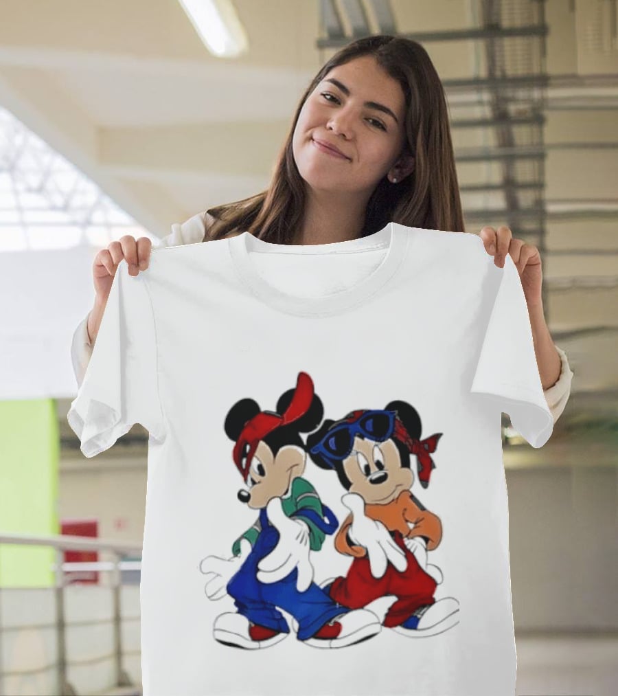 Mickey Minnie Mouse Hip Hop Style Outfits Vintage Look T-Shirt
