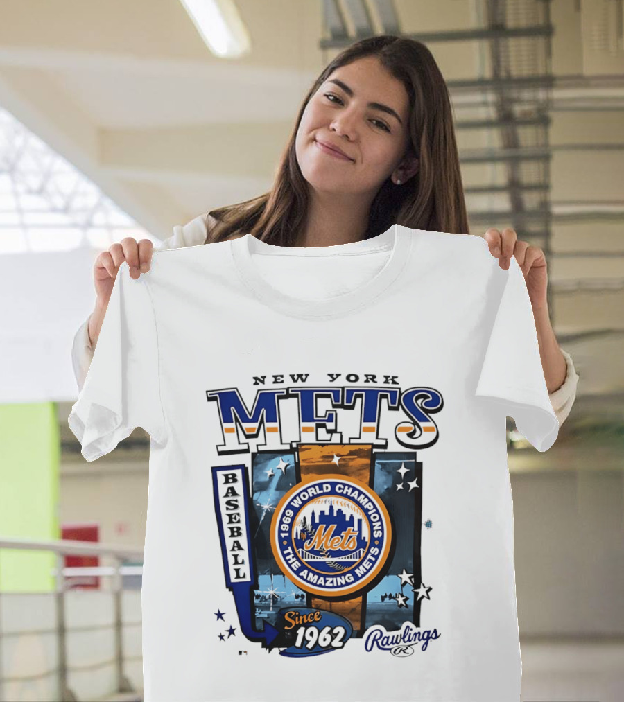 New York Mets 1969 World Champions Amazing Since 1962 Rawlings Baseball T-Shirt