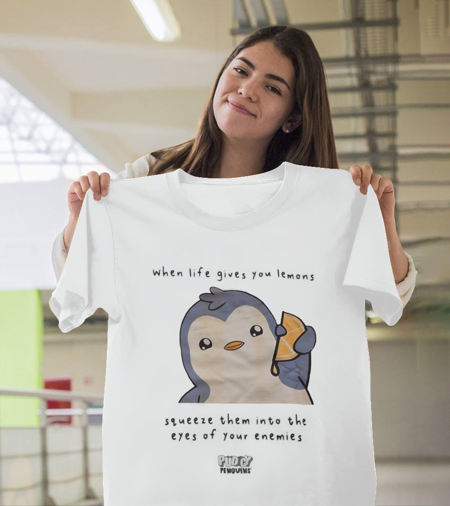 When Life Gives You Lemons Squeeze Them Into The Eyes Of Your Enemies Pudgy Penguins Cartoon T-Shirt
