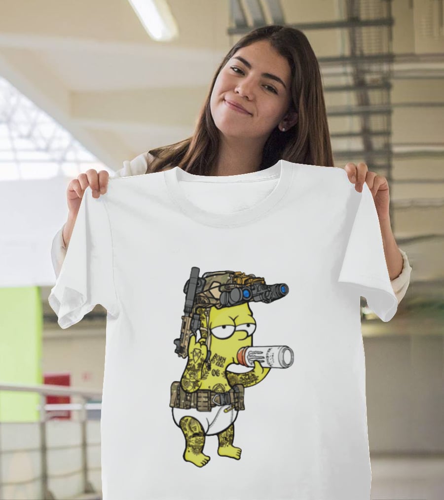 Bart Simpson Tactical Gear Night Vision Tattoo Parody Yung Bart T-Shirt