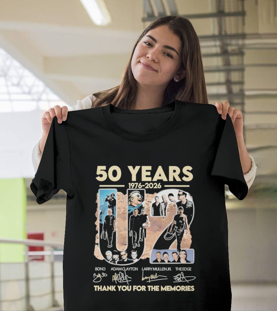 50 Years 1976 2026 U2 Bono Adam Clayton Larry Mullen The Edge Thank You For The Memories T-Shirt