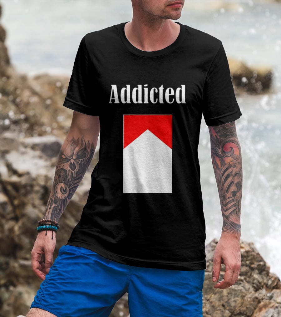 Addicted Cigarette Box Red And White T-Shirt