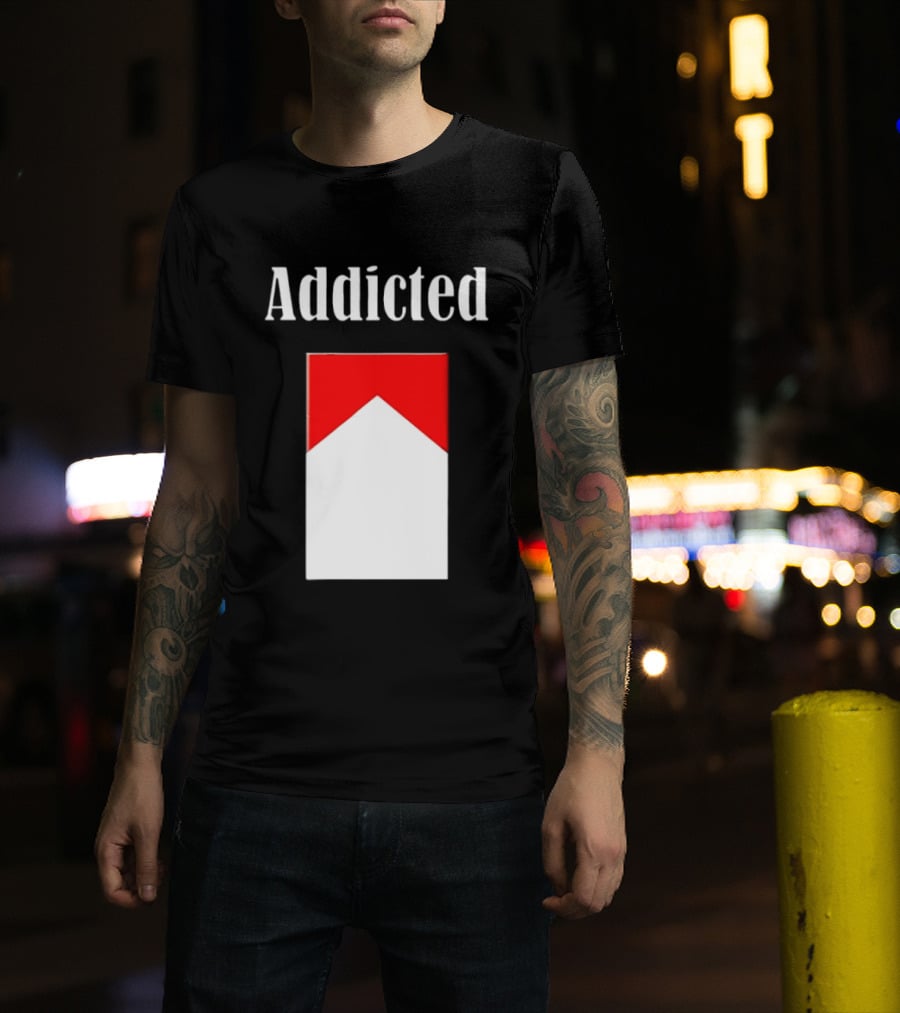 Addicted Cigarette Box Red And White T-Shirt