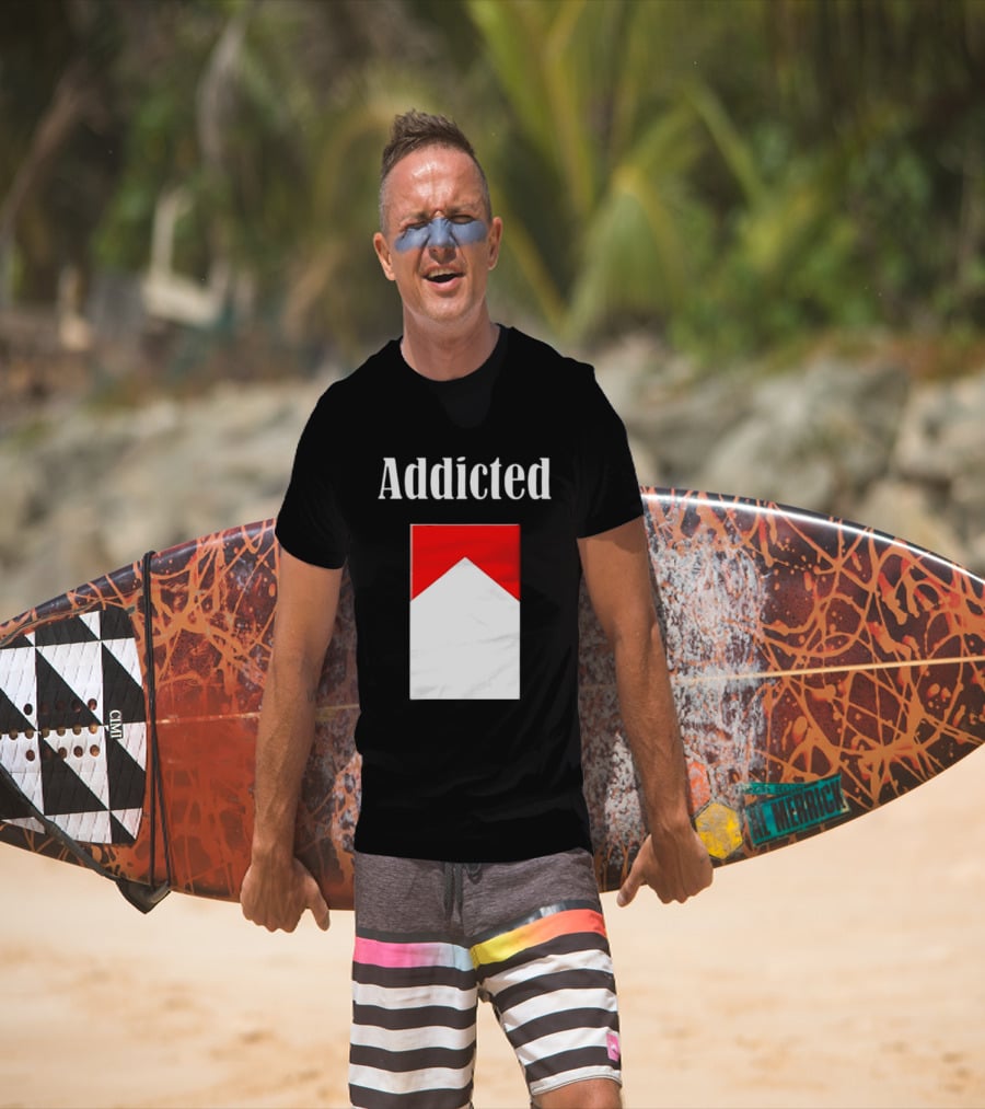 Addicted Cigarette Box Red And White T-Shirt