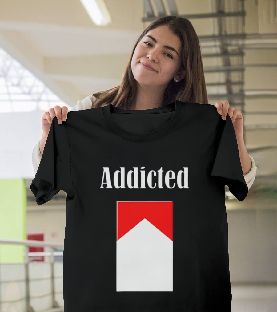 Addicted Cigarette Box Red And White T-Shirt
