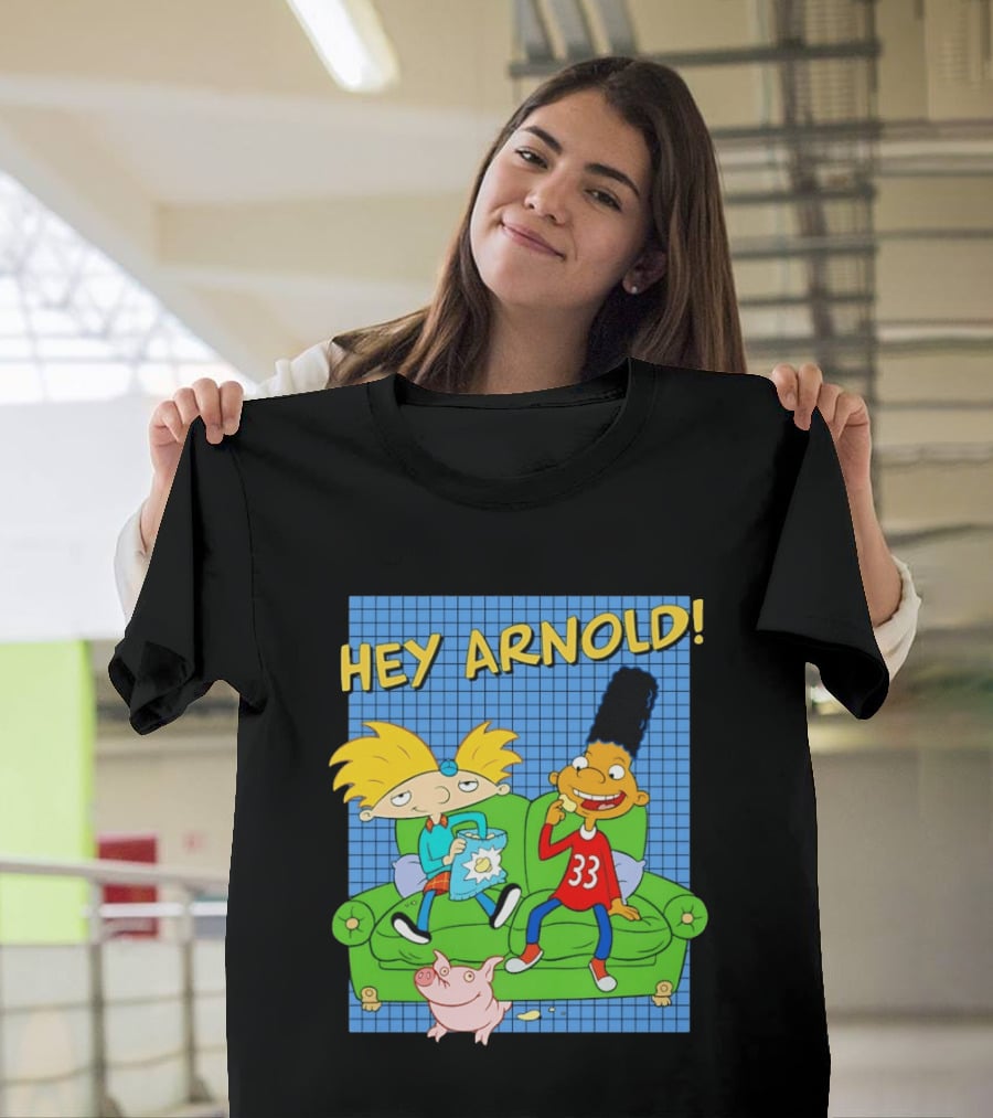 Hey Arnold Gerald And Abner Football Cartoon Couch Sitting T-Shirt