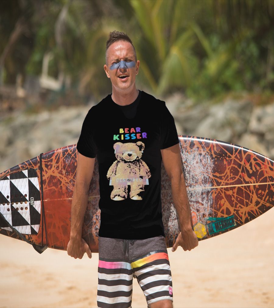 Bear Kisser Censored Pixelated Teddy Bear T-Shirt