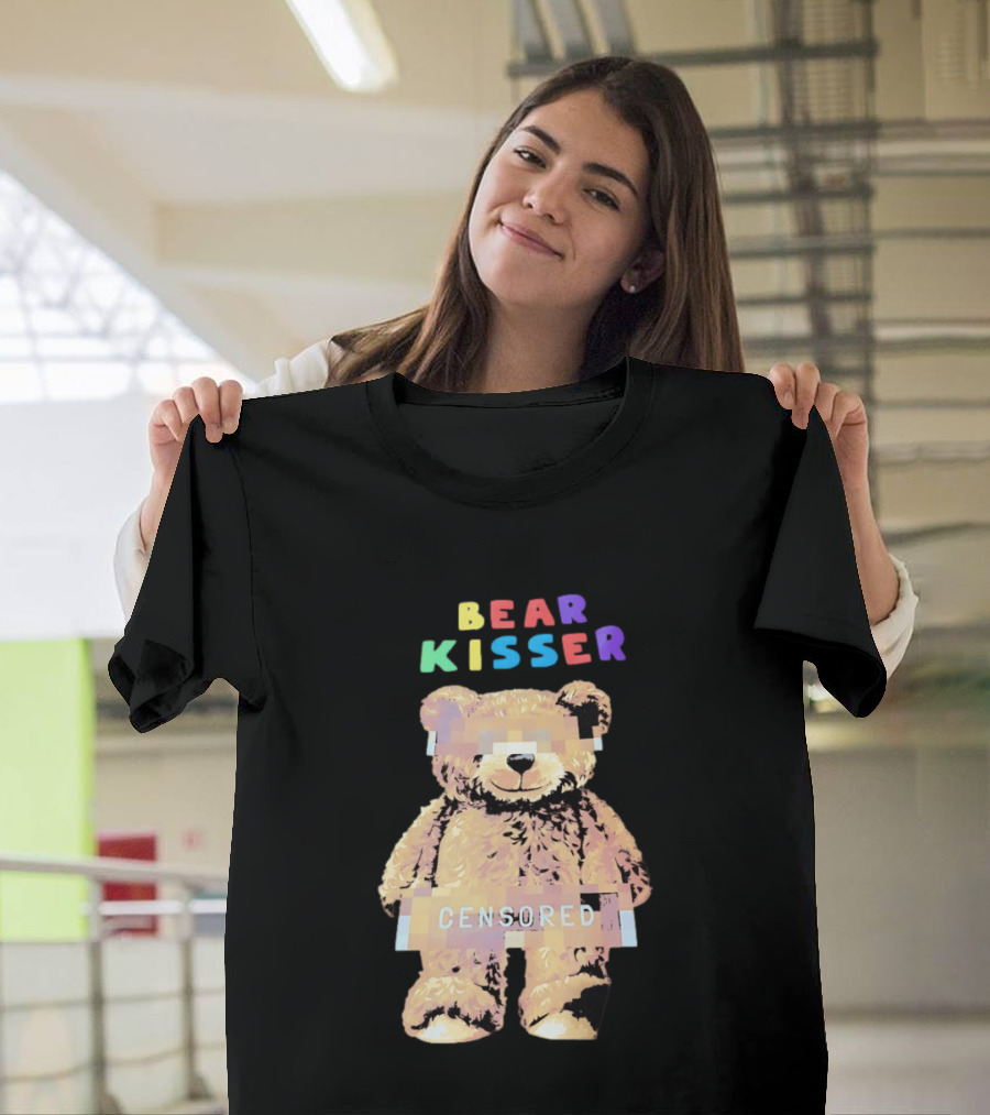 Bear Kisser Censored Pixelated Teddy Bear T-Shirt