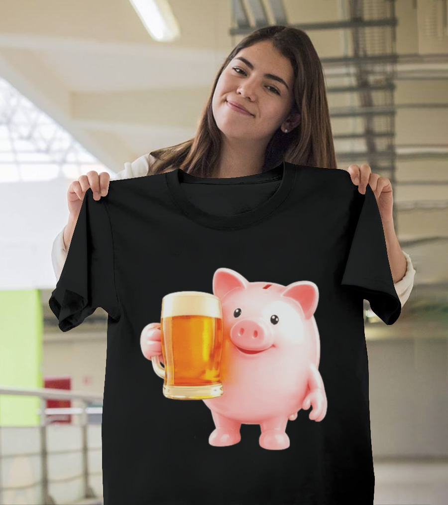 Piggy Bank With Beer Save Money Concept T-Shirt