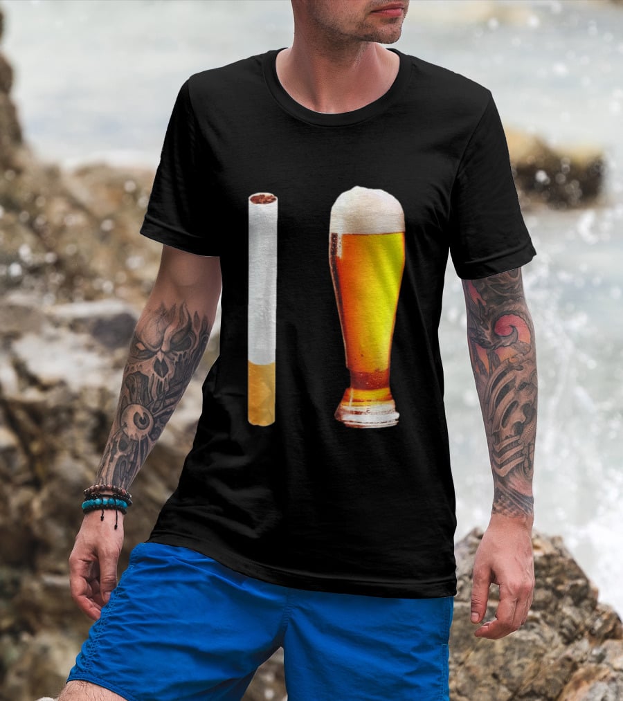 Cigarette And Beer Combo Classic Symbolic Pair T-Shirt