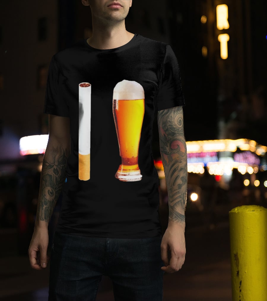 Cigarette And Beer Combo Classic Symbolic Pair T-Shirt