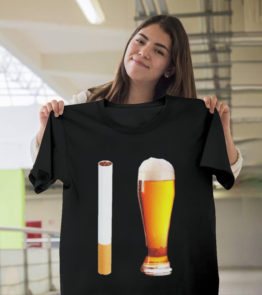 Cigarette And Beer Combo Classic Symbolic Pair T-Shirt