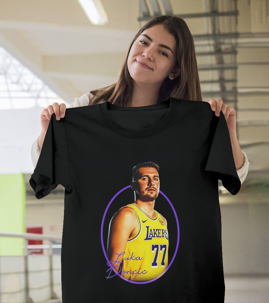 Los Angeles Lakers Luka Doncic 77 Yellow Jersey Image T-Shirt