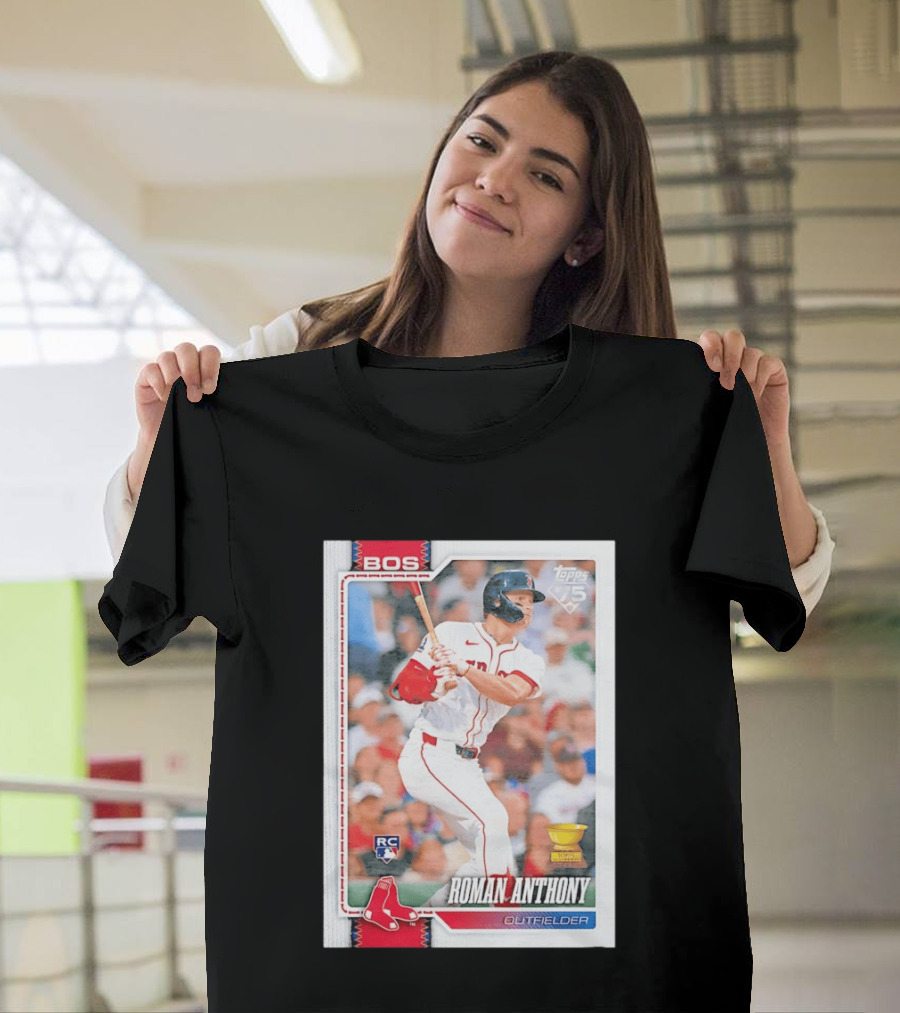 Roman Anthony Boston Red Sox Rookie Card Outfielder Topps 75th Anniversary T-Shirt