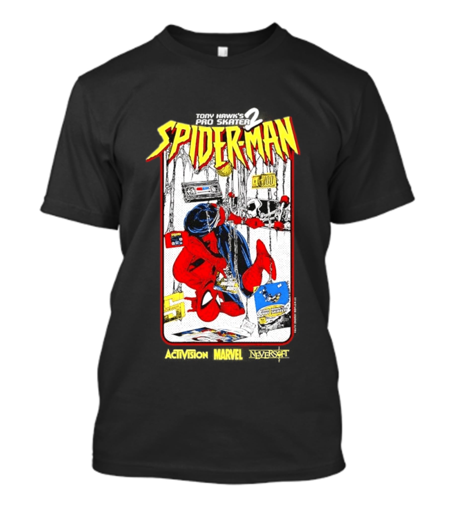 Spider Man Marvel Comics Tony Hawk's Pro Skater 2 Video Game Scene T-Shirt