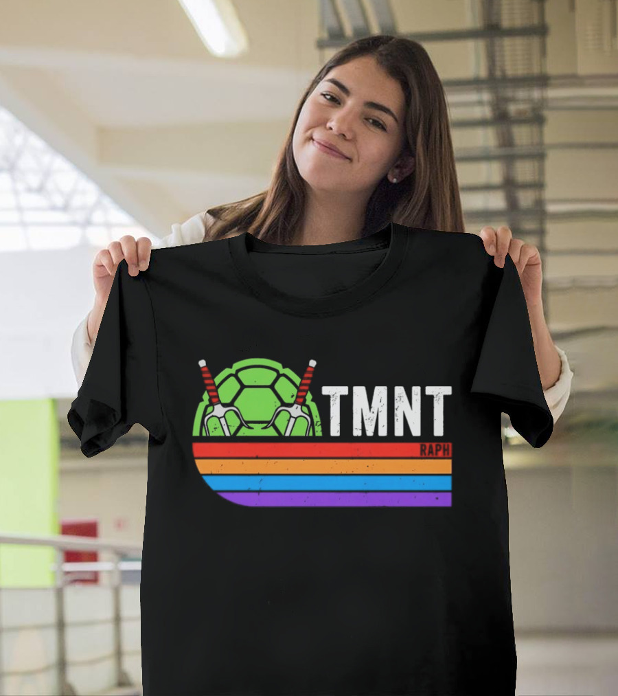 TMNT Raphael Raph Turtle Shell Sai Weapons Rainbow T-Shirt