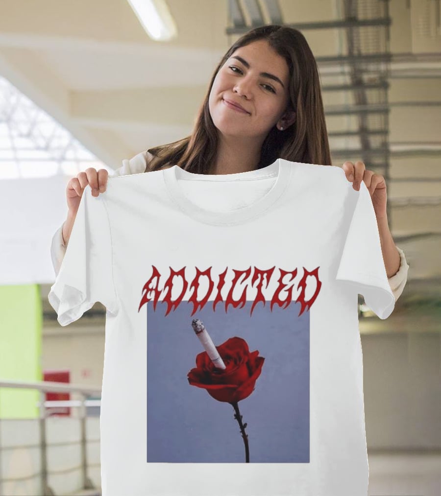 Addicted Smoking Roses Metal Aesthetic T-Shirt