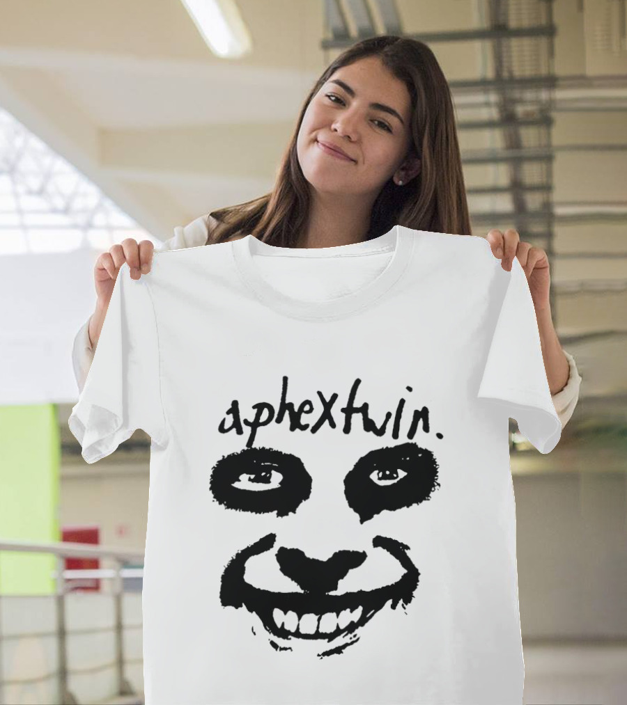 Aphex Twin Handwritten Logo With Distorted Face T-Shirt