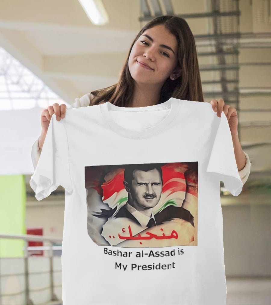 Bashar Al Assad Portrait With Syrian Flag T-Shirt