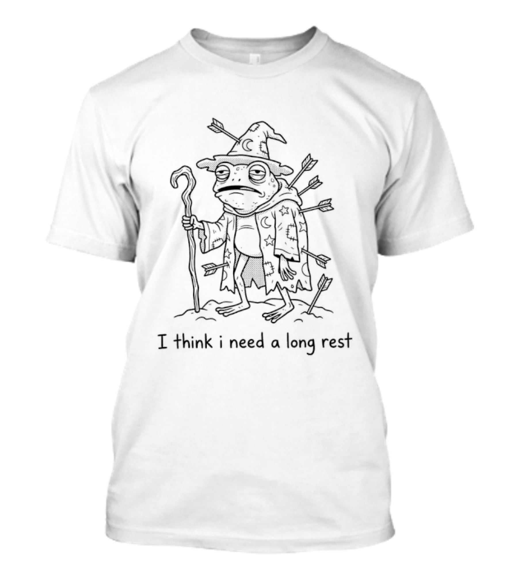 I Think I Need A Long Rest Frog Wizard Fantasy Humor Mage Adventure T-Shirt