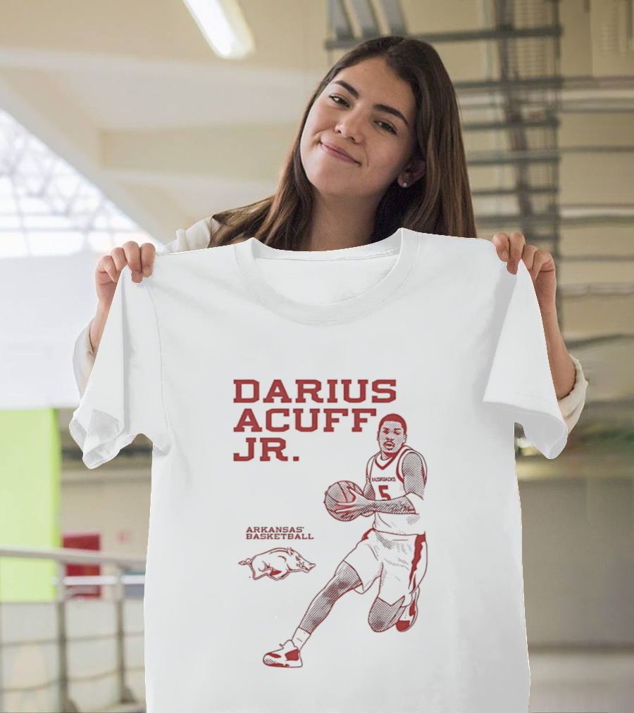 Darius Acuff Jr Arkansas Razorbacks Basketball Player Monochrome T-Shirt