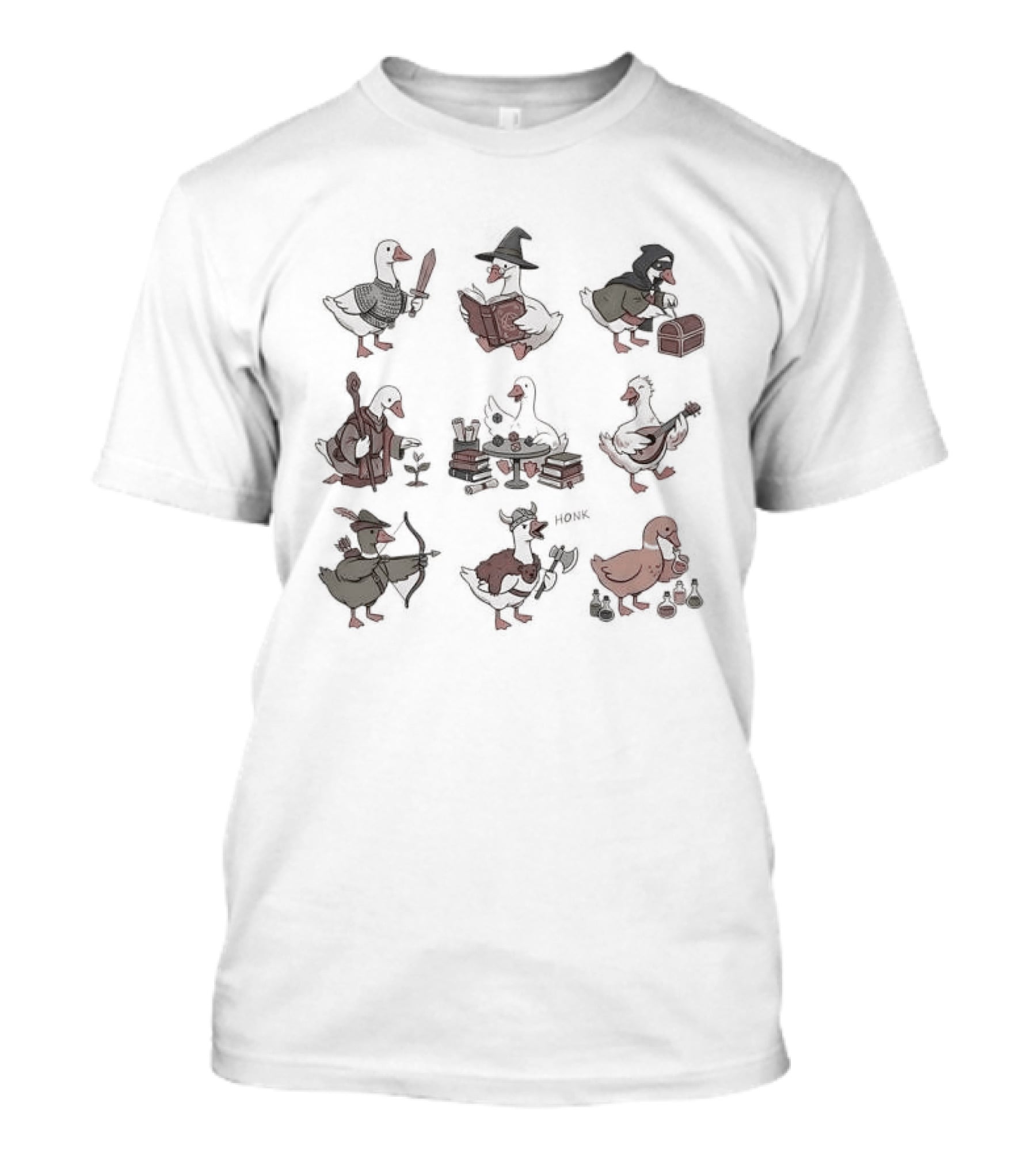 Goose RPG Cartoon Adventure Characters Multiclass T-Shirt