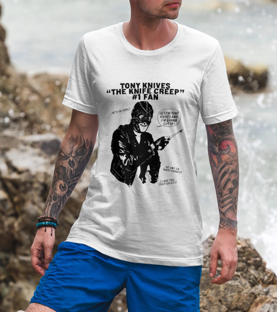 Tony Knives The Knife Creep Volume One Leather Jacket Mysterious True Crime Legendary Horror Movie Night Stalk Western Adventure T-Shirt