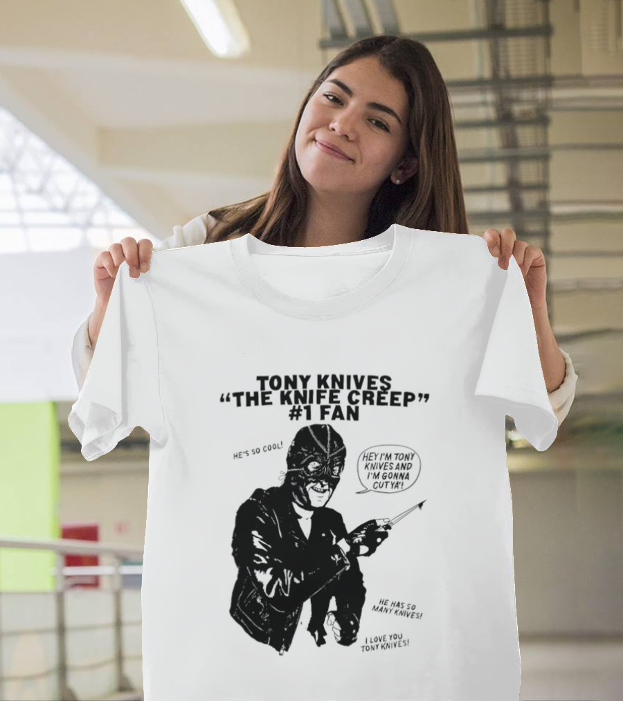 Tony Knives The Knife Creep Volume One Leather Jacket Mysterious True Crime Legendary Horror Movie Night Stalk Western Adventure T-Shirt