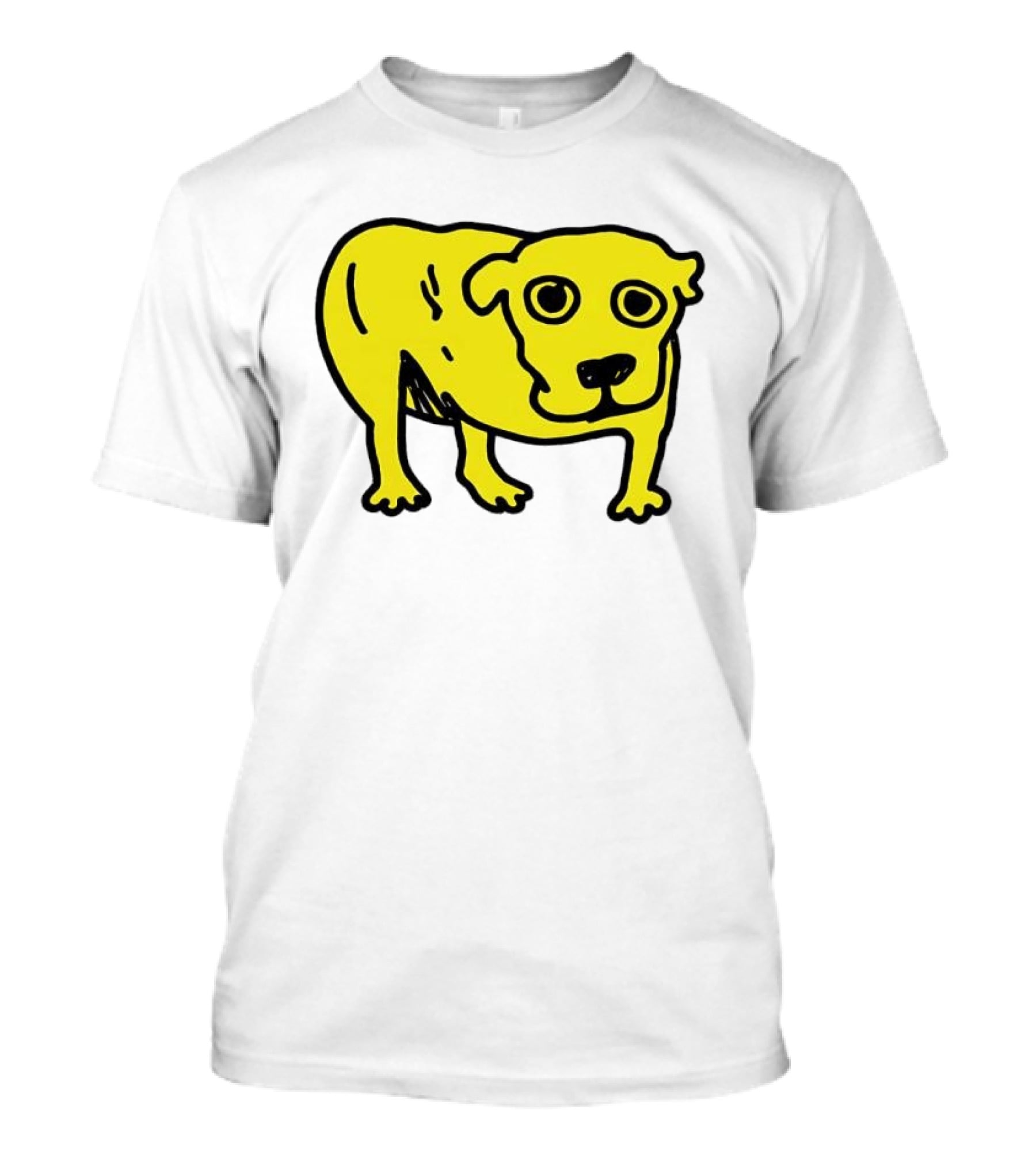 Tripod Dog Doodle Minimalist Yellow Canine Drawing T-Shirt
