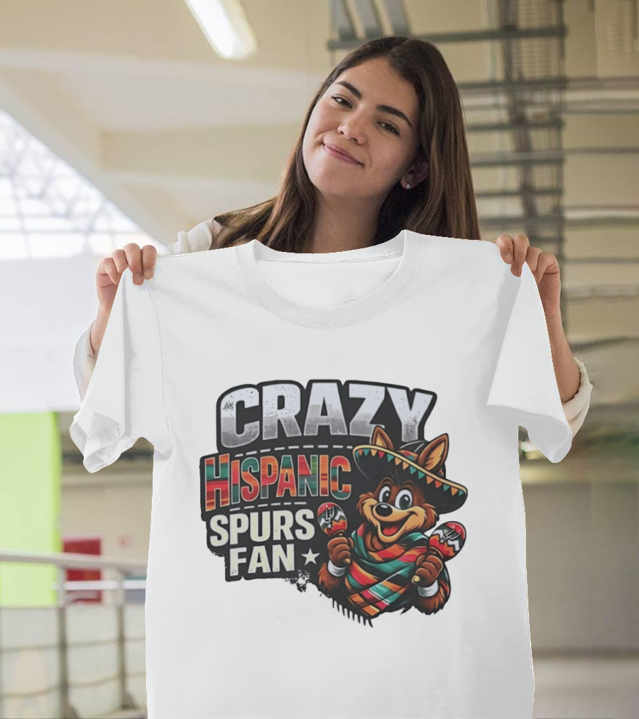 San Antonio Spurs Crazy Hispanic Spurs Fan Fiesta Coyote With Sombrero And Maracas T-Shirt