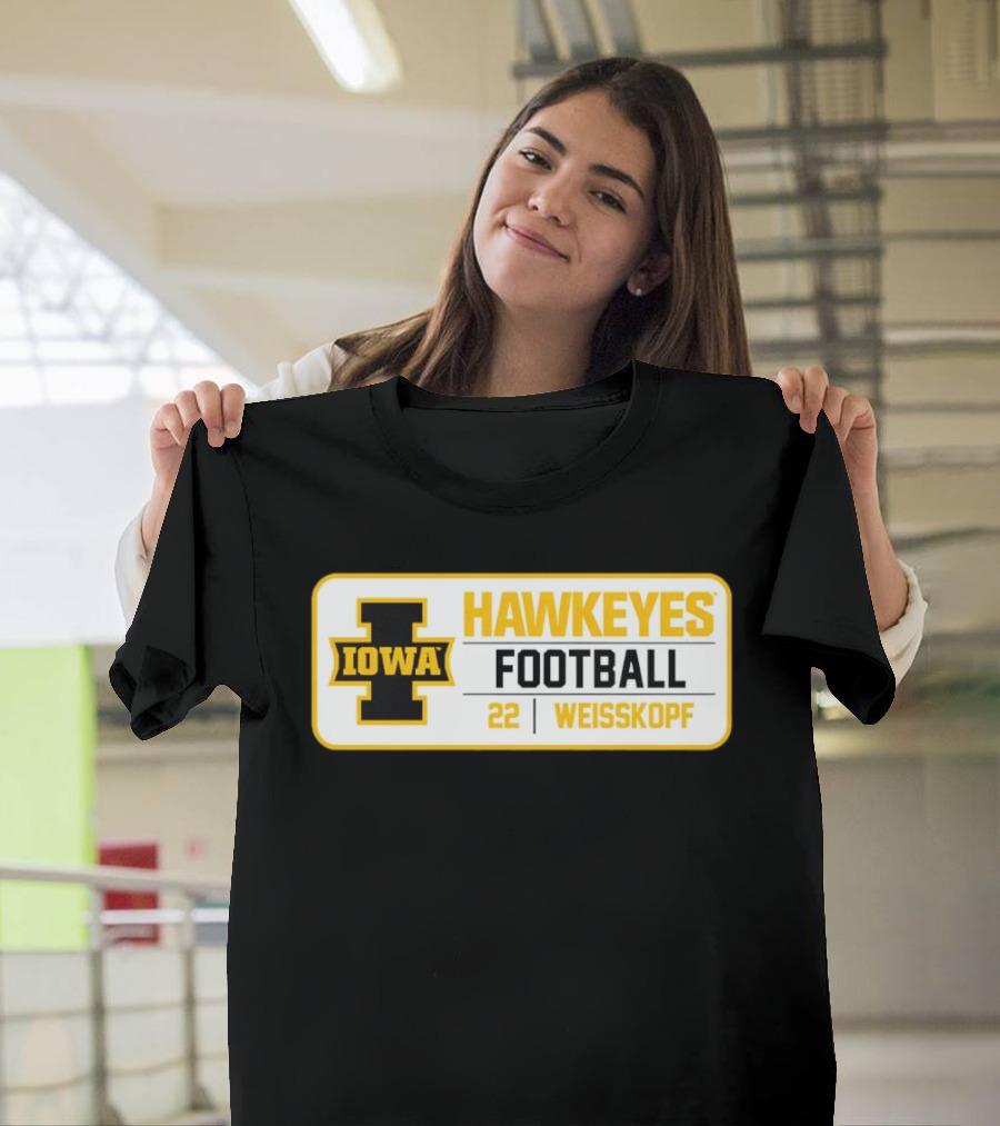 Iowa Hawkeyes Football 22 Weisskopf Black Gold T-Shirt