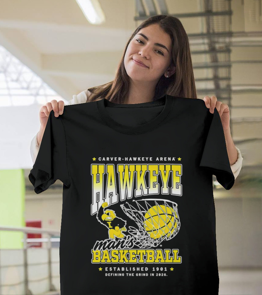 Carver Hawkeye Arena Man's Basketball Defining The Grind In 2023 Established 1901 T-Shirt