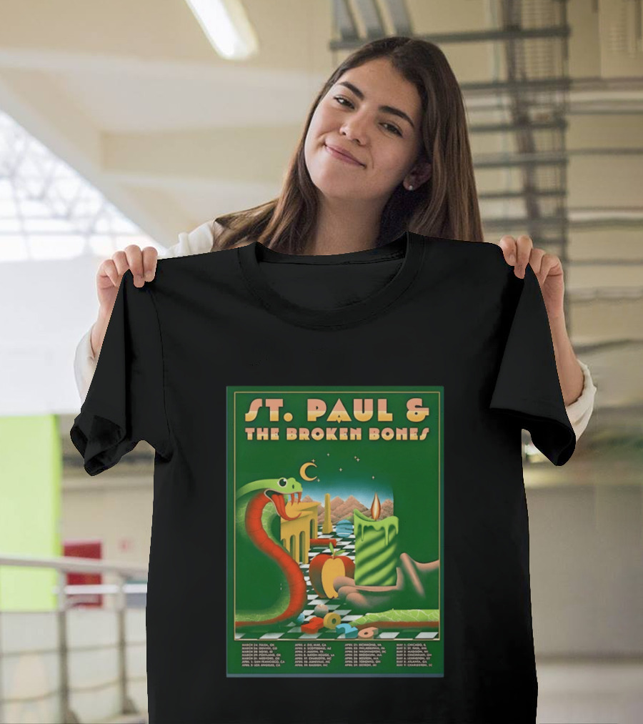 St Paul And The Broken Bones 2026 North America Tour Snake Candle Chessboard T-Shirt
