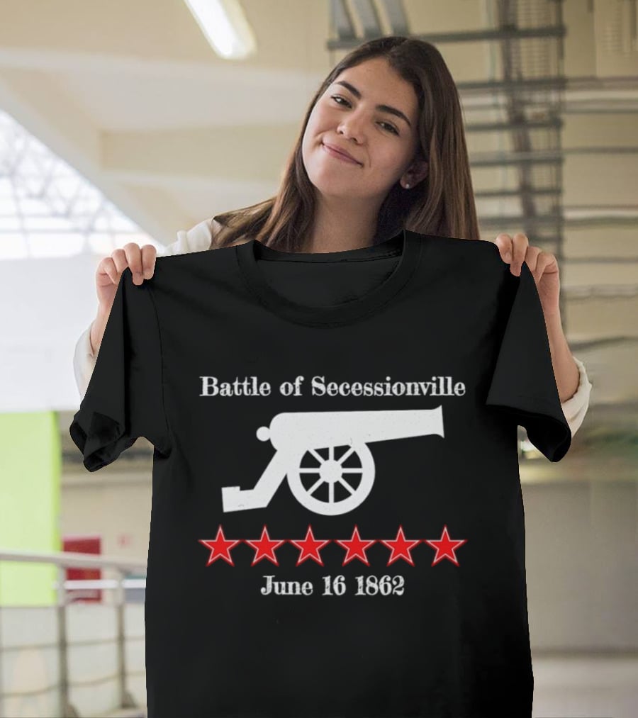 Battle Of Secessionville June 16 1862 War Cannon Six Red Stars T-Shirt