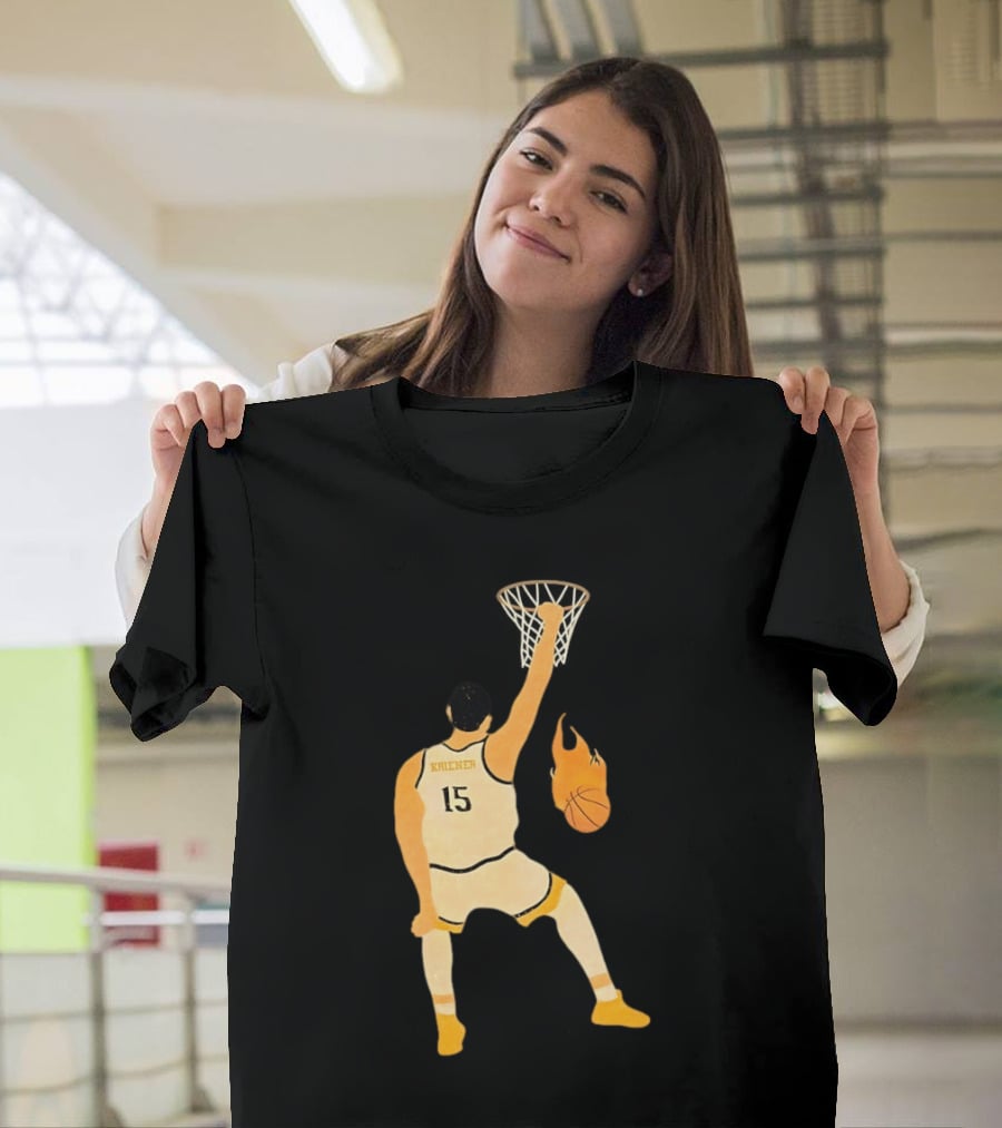 Nikola Jokic Denver Nuggets 15 Basketball Player Dunking Flame Ball T-Shirt