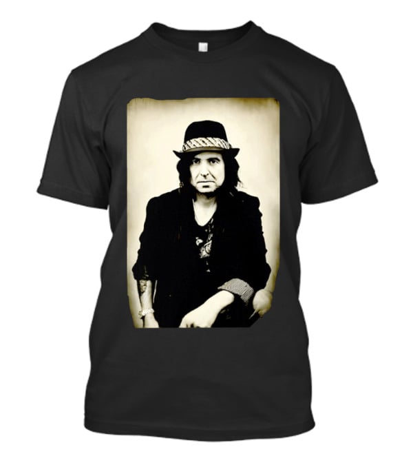 Phil Campbell Vintage Style Portrait Wearing Hat T-Shirt