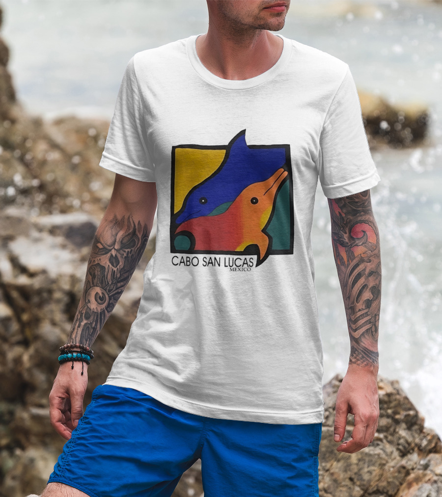 Cabo San Lucas Dolphin Colorful Art Mexico T-Shirt