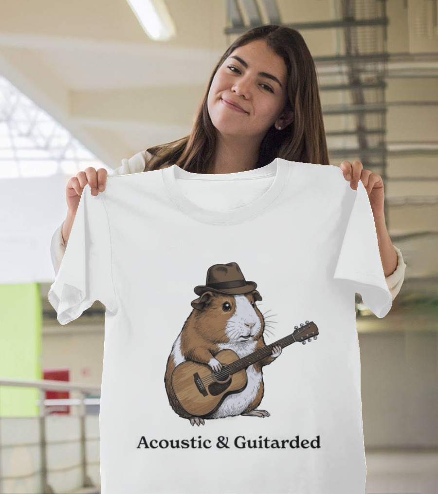 Capybara With Acoustic Guitar And Cowboy Hat Coustic Guitarded T-Shirt