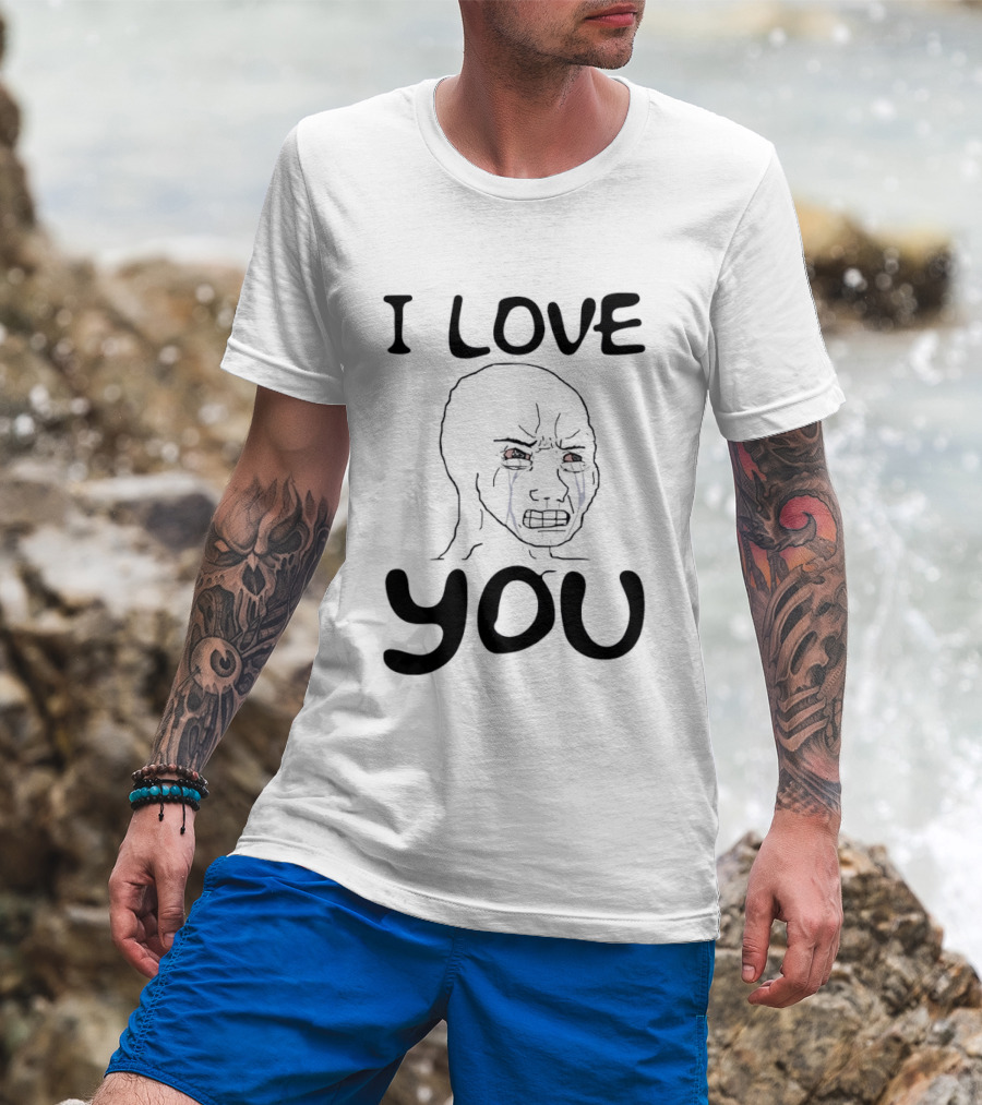 Wojak Crying I Love You Meme T-Shirt