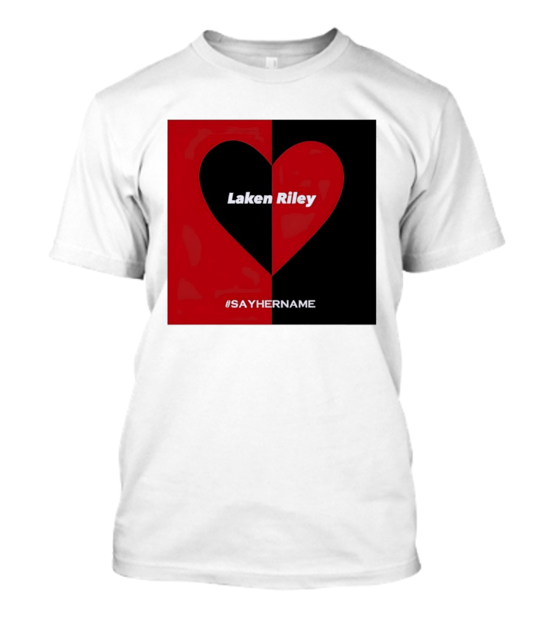 Laken Riley Heart SayHerName Red Black Heart Shape T-Shirt