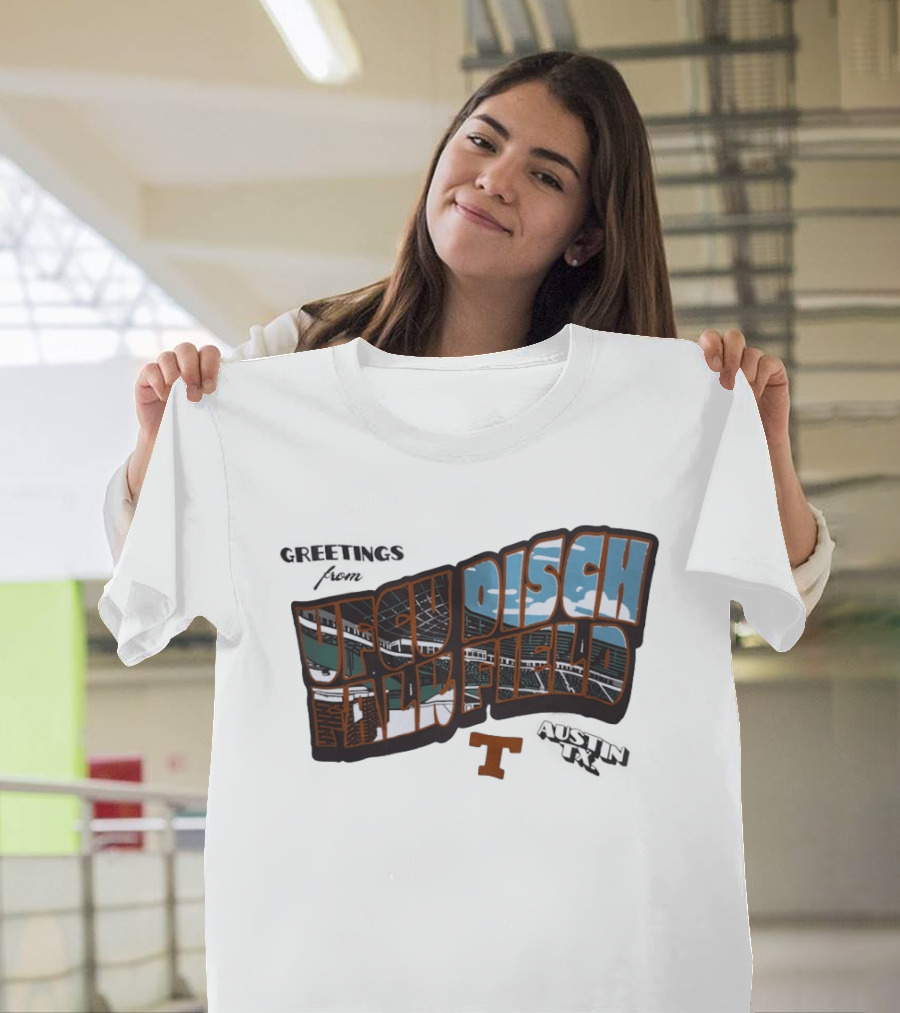 Greetings From UFCU Disch Falk Field Austin TX Stadium Scene T-Shirt