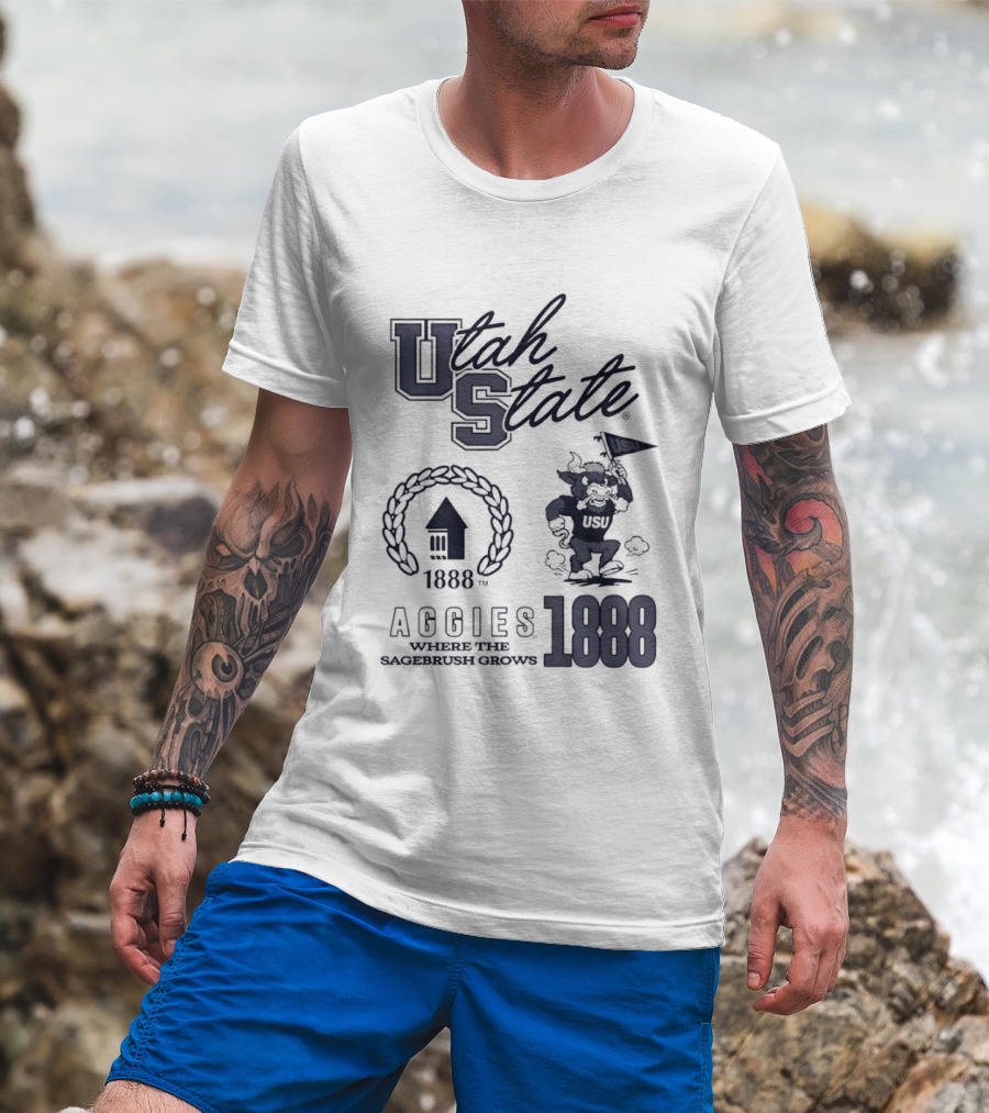 Utah State 1888 Aggies Where The Sagebrush Grows US Flag T-Shirt