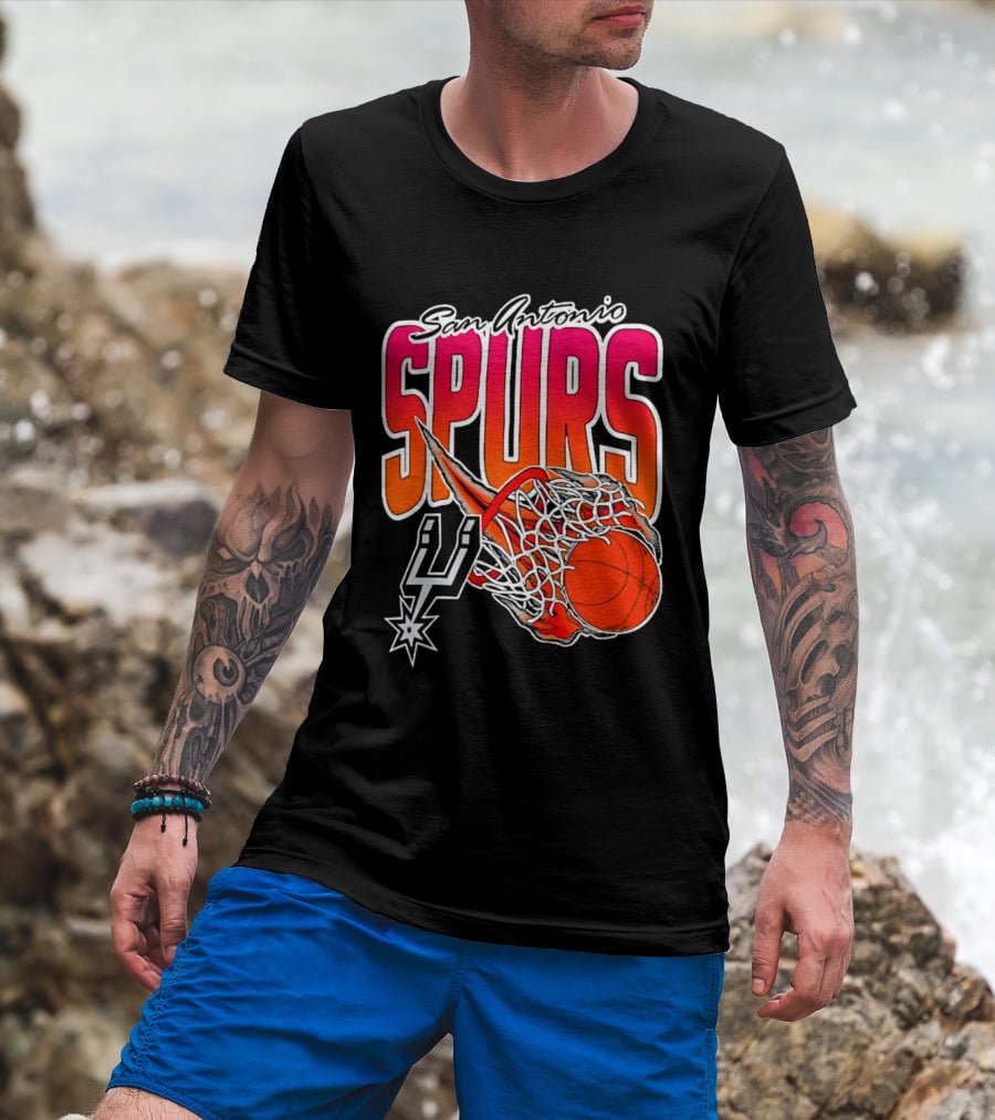 San Antonio Spurs Basketball 2026 Fireball Net T-Shirt