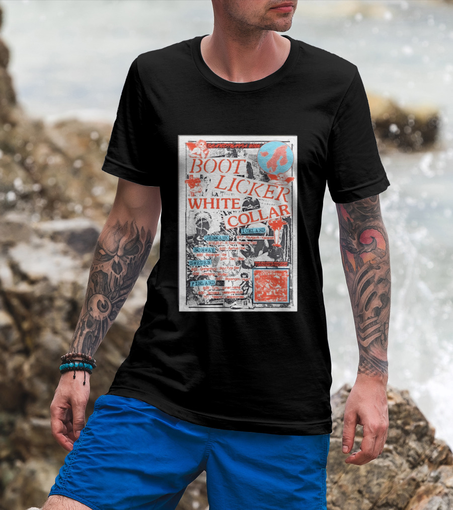 Scandinavia 2026 BootLicker White Collar Tour Denmark Norway Sweden Finland Iceland T-Shirt