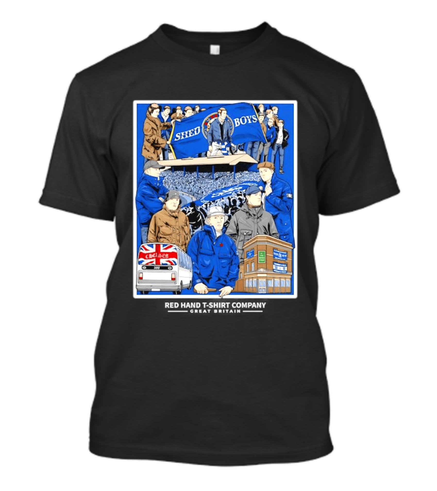 Chelsea Shed Boys Retro Football Culture Red Hand Company T-Shirt